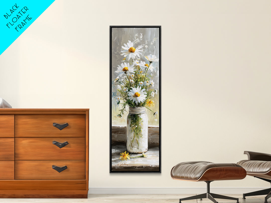 Milk Can and Daisies Rustic Still Life Canvas Print, Country Art, Eclectic Wall Art, Farmhouse Decor, Watercolor Art, Country, COU-1x3-1