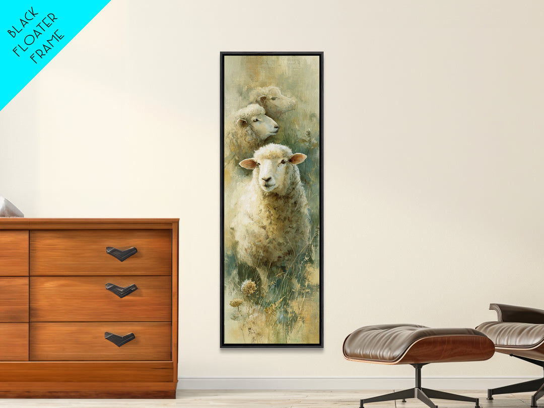 Watercolor Sheep in a Green Pasture Canvas Print, Country Art, Wall Art, Farmhouse Decor, Fine Art, Country, Digital Print, COU-1x3-35