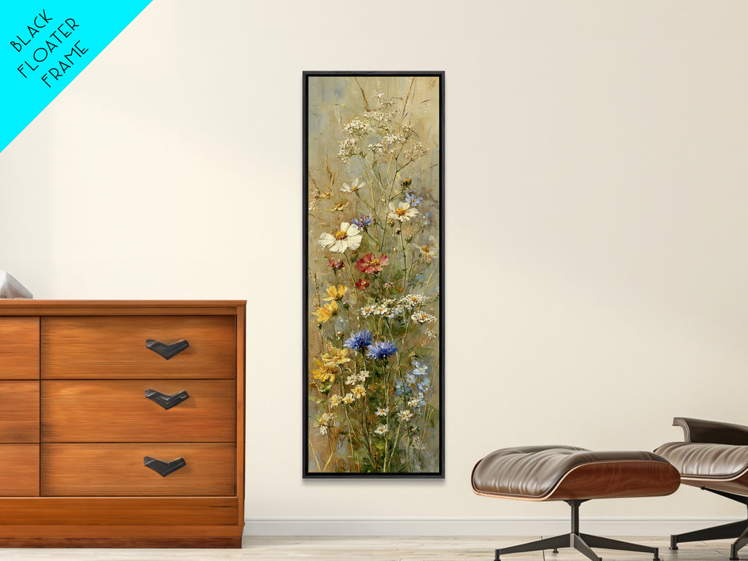 Wildflower Meadow Beside an Old Fence Framed Canvas Print, Country Art, Wall Decor, Farmhouse Decor, Oil Painting, Country, COU-1x3-62