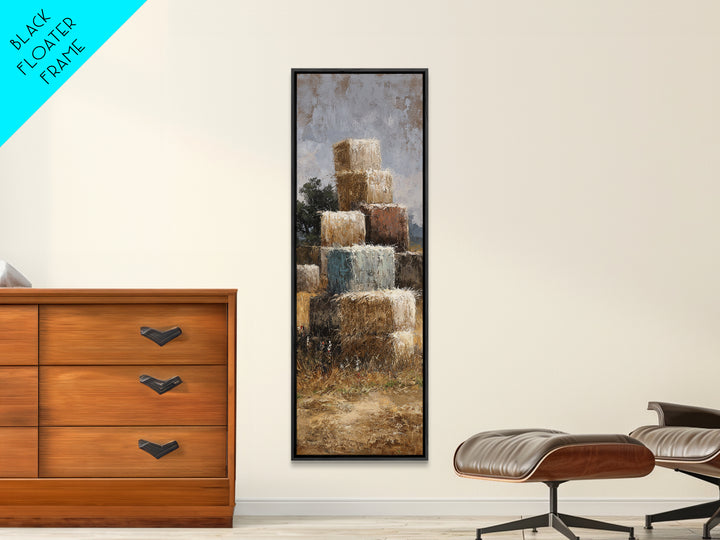 Hay Bales in Late Afternoon Sun Framed Canvas Print, Country Art, Printable Art, Farmhouse Decor, Country, French Country, COU-1x3-80