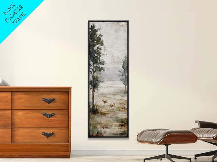 Deer Crossing a Misty Morning Field Canvas Print, Country Art, French Country, Farmhouse Decor, Fine Art, Country, Luxury Decor, COU-1x3-95