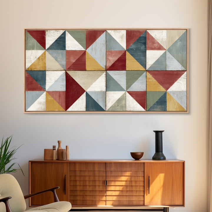 Quilt Geometric Folk Pattern Canvas Print, Country Art, Contemporary Art, Farmhouse Decor, Abstract Art, Country, COU-2x1-32