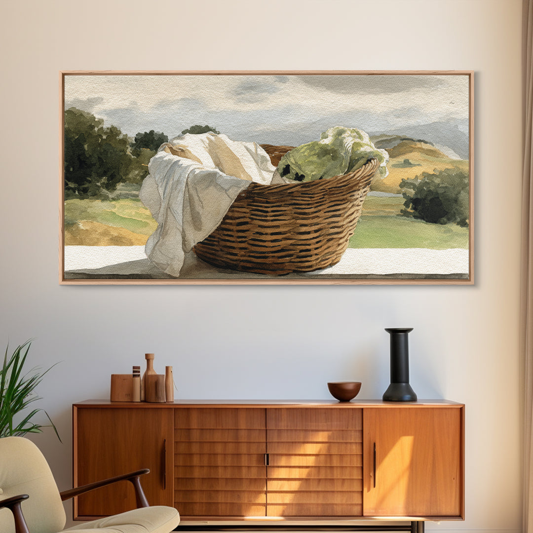 Blackberry Basket with Linen Cloth Canvas Print, Country Art, Contemporary Art, Farmhouse Decor, Abstract Art, Country, COU-2x1-41