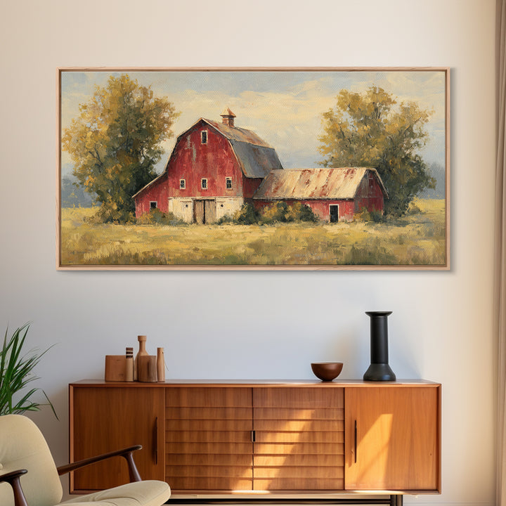 Apple Orchard with Warm Autumn Light Framed Canvas Print, Country Art, Minimalist Decor, Farmhouse Decor, Fine Art, Country, COU-2x1-50