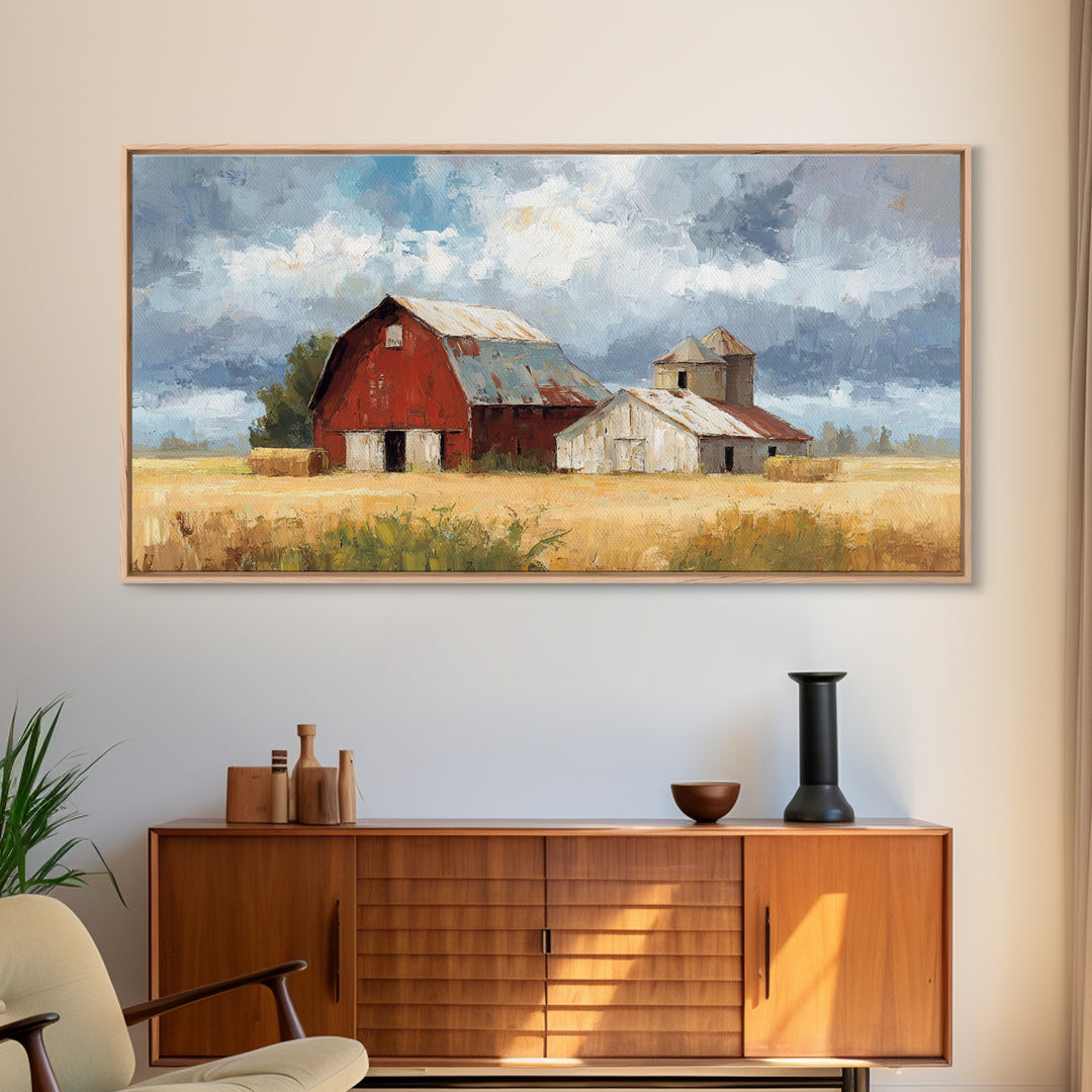 Cornfield under Dramatic Summer Clouds Canvas Print, Country Art, Room Decor, Farmhouse Decor, Oil Painting, Country, COU-2x1-62