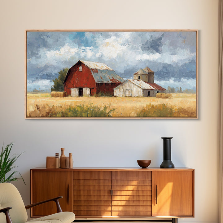 Cornfield under Dramatic Summer Clouds Canvas Print, Country Art, Room Decor, Farmhouse Decor, Oil Painting, Country, COU-2x1-62