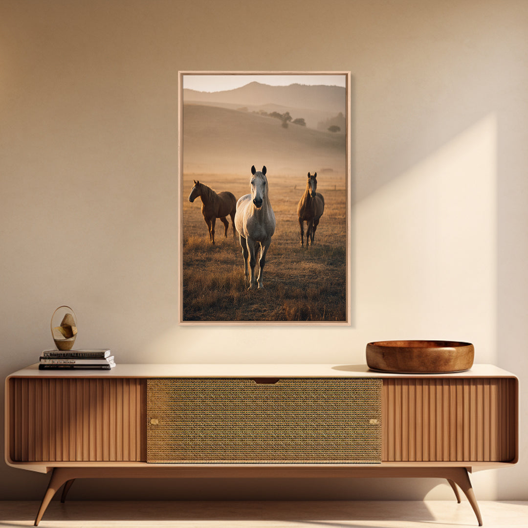 Rolling Pasture with Grazing Horses at Sunrise Canvas Print, Country Art, Printable Art, Farmhouse Decor, Oil Painting, Country, COU-2x3-81