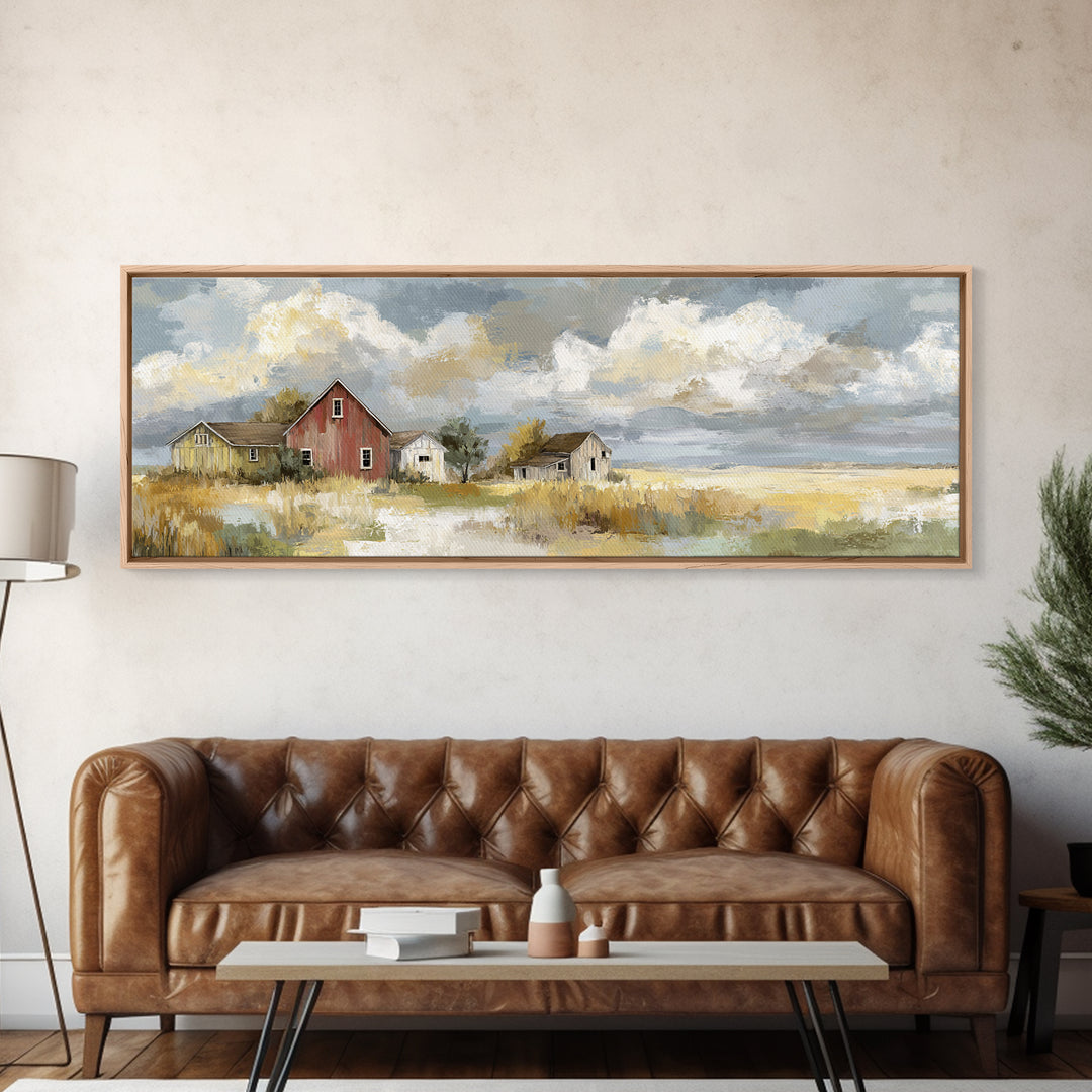 Cornfield under Dramatic Summer Clouds Framed Canvas Print, Country Art, Home Decor, Farmhouse Decor, Fine Art, Country, COU-3x1-10
