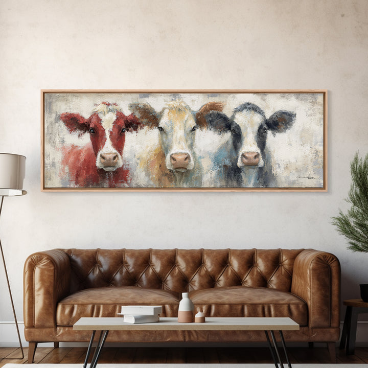 Cow Portrait with Gentle Farmhouse Personality Canvas Print, Country Art, French Country, Farmhouse Decor, Fine Art, Country, COU-3x1-20