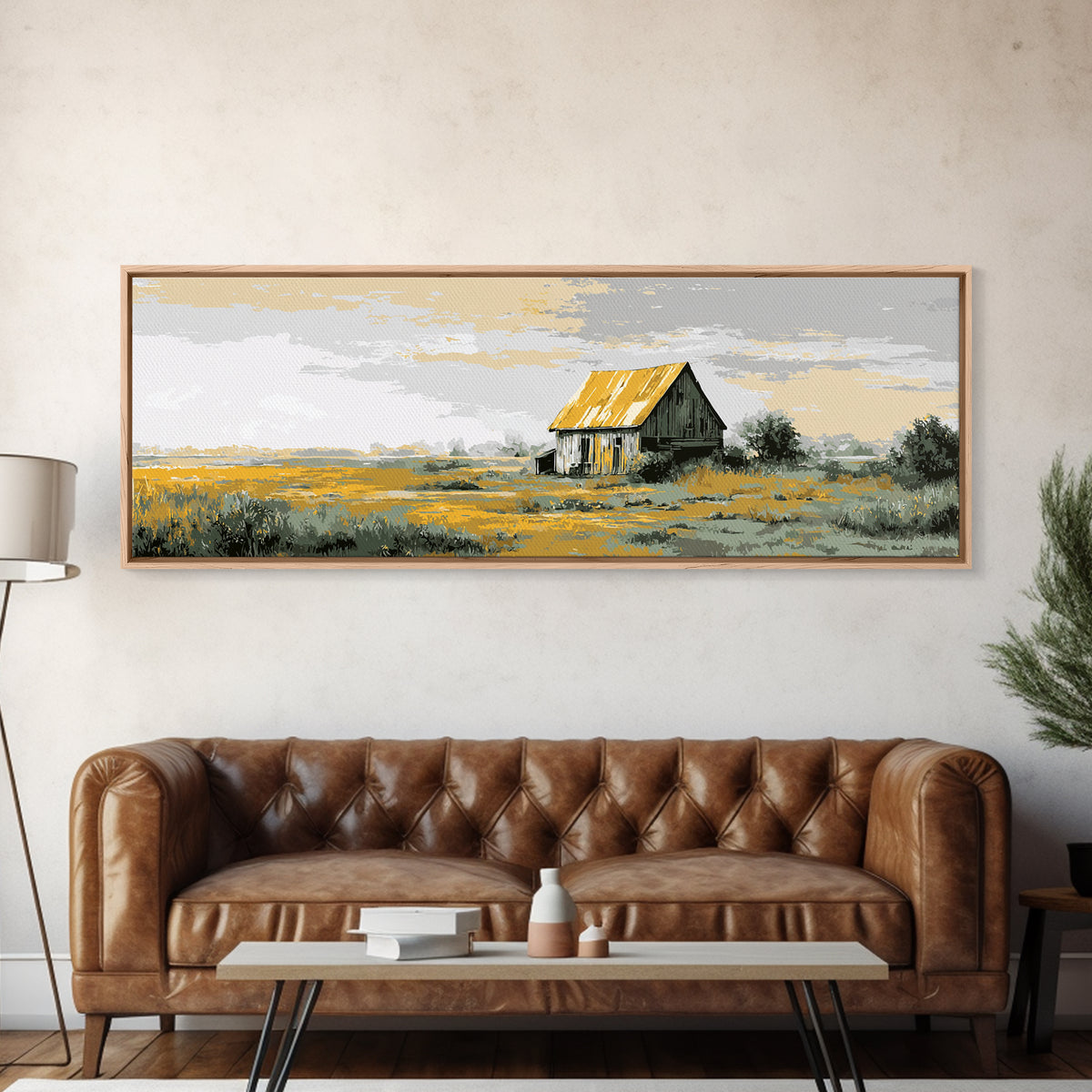 Rustic Barn Silhouette Framed Canvas Print, Country Art, Farmhouse Decor, Abstract Art, Country, Farmhouse Wall Decor, COU-3x1-67