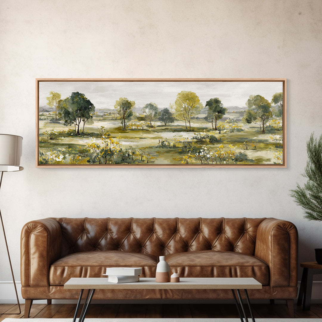Apple Orchard with Warm Autumn Light Canvas Print, Country Art, Luxury Decor, Farmhouse Decor, Oil Painting, Country, COU-3x1-70
