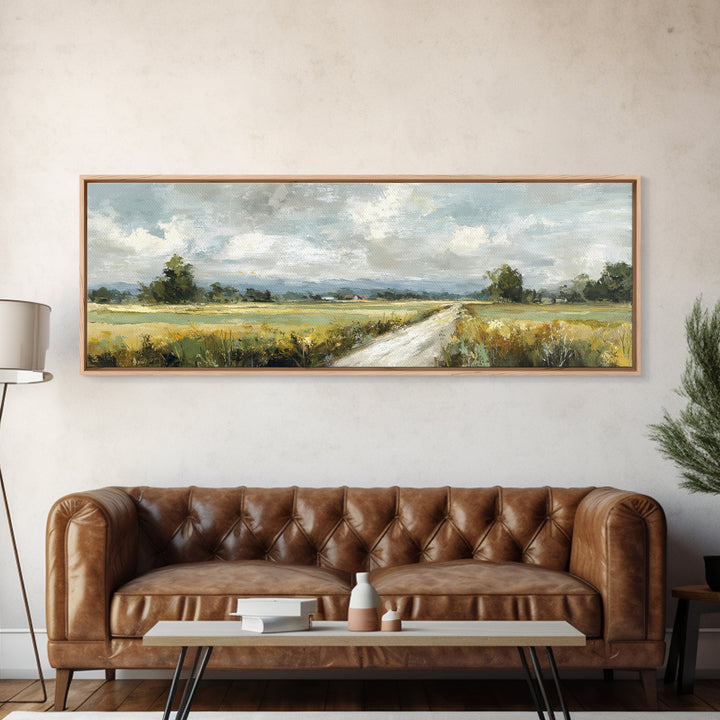 Cornfield under Dramatic Summer Clouds Framed Canvas Print, Country Art, Digital Print, Farmhouse Decor, Fine Art, Country, COU-3x1-82