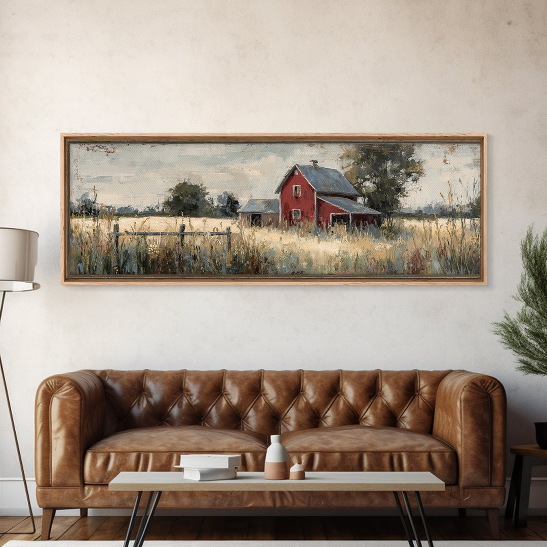 Wildflower Meadow Beside an Old Fence Framed Canvas Print, Country Art, Farmhouse Wall Decor, Farmhouse Decor, Country, COU-3x1-90