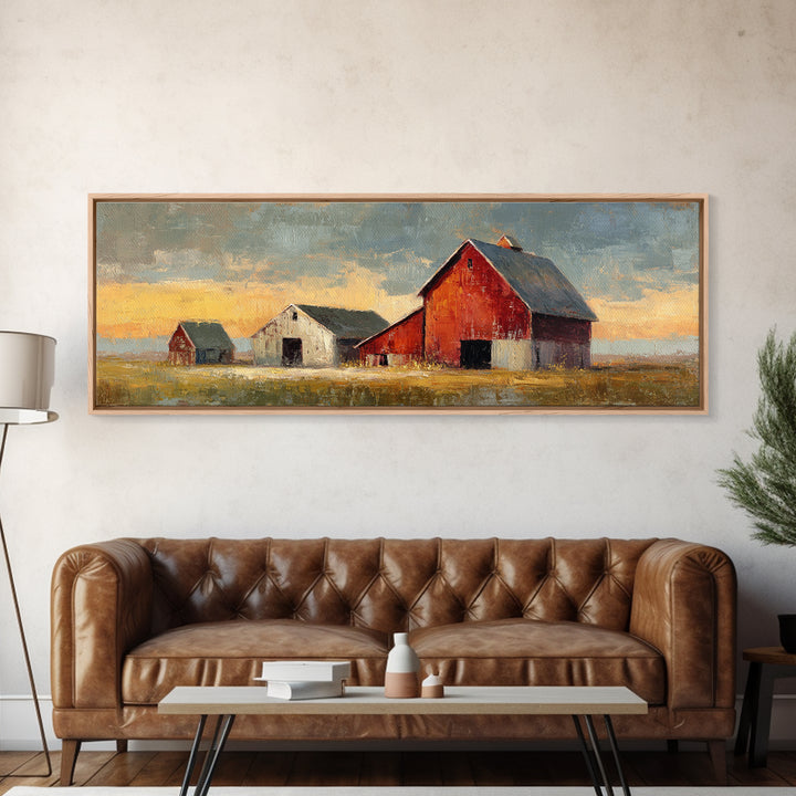 Rustic Barn Silhouette Canvas Print, Country Art, Room Decor, Farmhouse Decor, Fine Art, Country, Oil Painting, COU-3x1-91