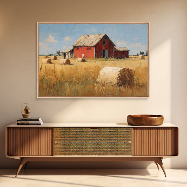 Hay Bales in Late Afternoon Sun Framed Canvas Print, Country Art, Farmhouse Decor, Fine Art, Country, Gallery Wall Art, COU-3x2-24