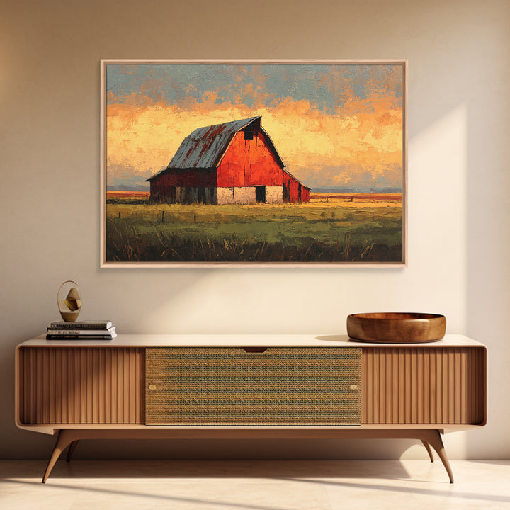 Rustic Barn Silhouette Framed Canvas Print, Country Art, Home Decor, Farmhouse Decor, Abstract Art, Country, Printable Art, COU-3x2-7