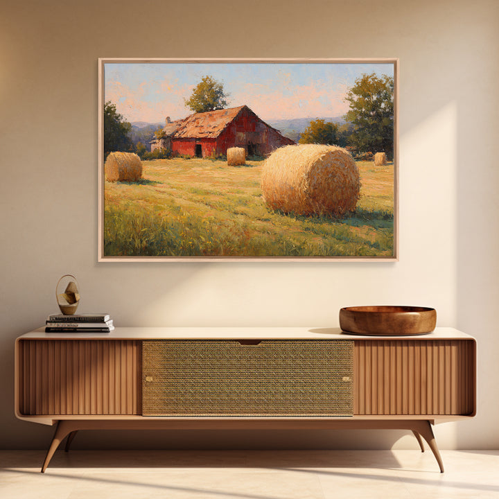 Hay Bales in Late Afternoon Sun Canvas Print, Country Art, Neutral Decor, Farmhouse Decor, Fine Art, Country, Home Decor, COU-3x2-72
