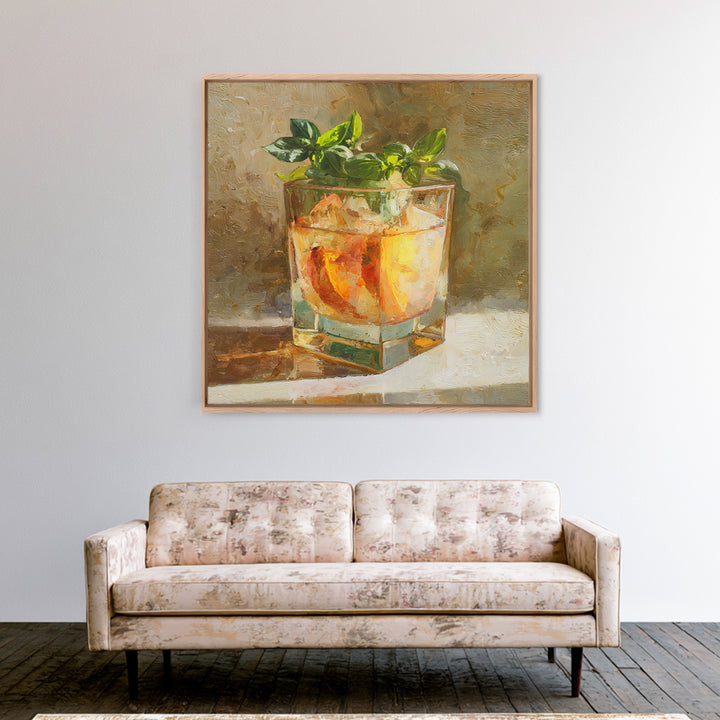 Iced Coffee Glass Framed Canvas Print, Coffee Shop Art, Kitchen Art, Cafe Decor, Fine Art, Cafe, Minimalist Wall Art, CSA-1x1-11