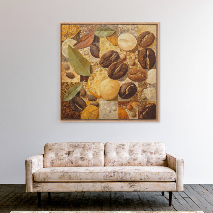 Coffee Bean Pattern Canvas Print, Coffee Shop Art, Kitchen Gift, Cafe Decor, Oil Painting, Cafe, Coffee Art, Food Art, CSA-1x1-15