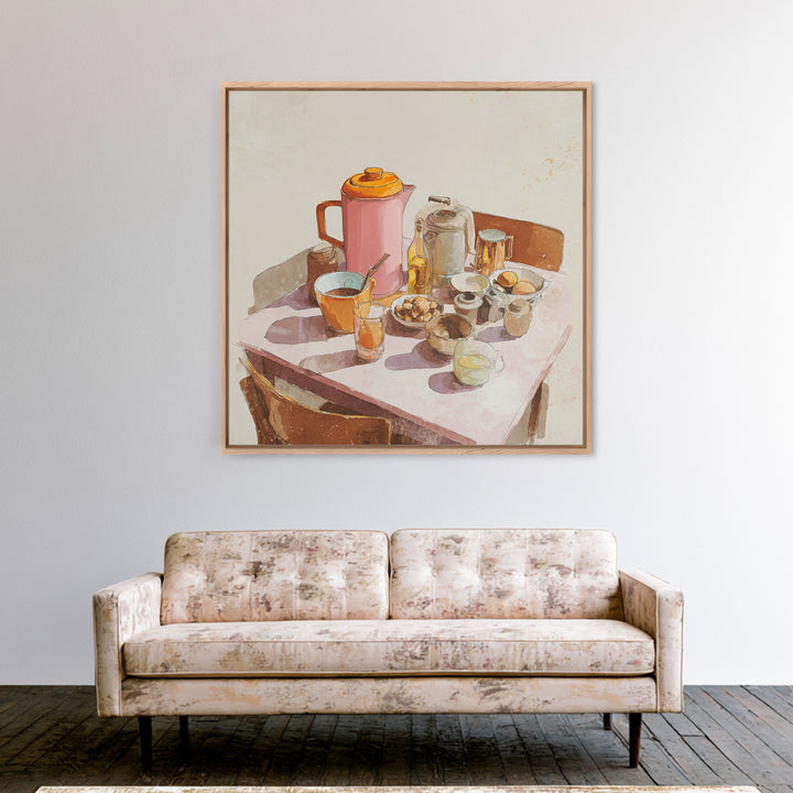 Mid Century Coffee Pot Canvas Print, Coffee Shop Art, Kitchen Wall Decor, Cafe Decor, Oil Painting, Cafe, Fine Art Print, CSA-1x1-22