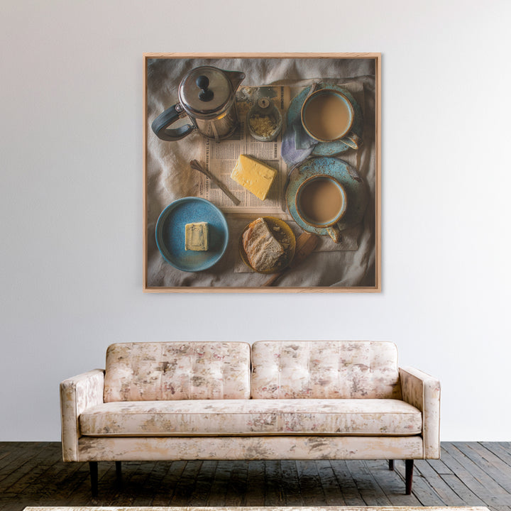 French Press and Morning Newspaper Without Readable Canvas Print, Coffee Shop Art, Coffee Wall Art, Cafe Decor, Cafe, CSA-1x1-34