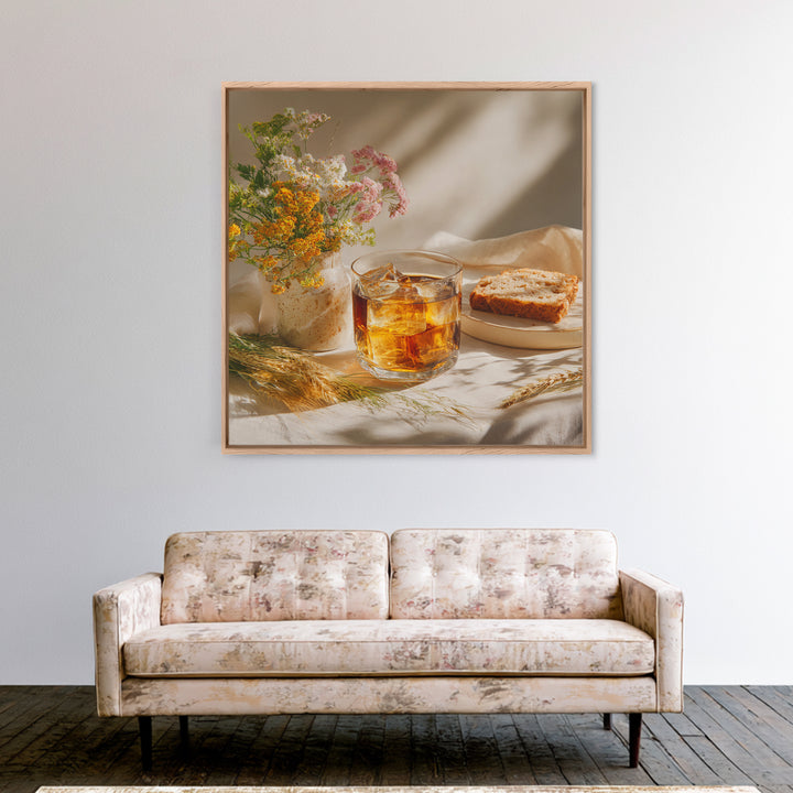 Iced Coffee Glass Canvas Print, Coffee Shop Art, Canvas Print, Cafe Decor, Fine Art, Cafe, Neutral Decor, Modern Decor, CSA-1x1-35