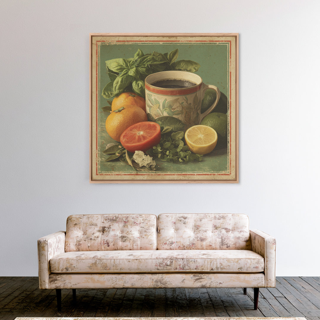 Retro Cafe Poster Coffee Cup Graphic Canvas Print, Coffee Shop Art, Coffee Wall Art, Cafe Decor, Fine Art, Cafe, CSA-1x1-55