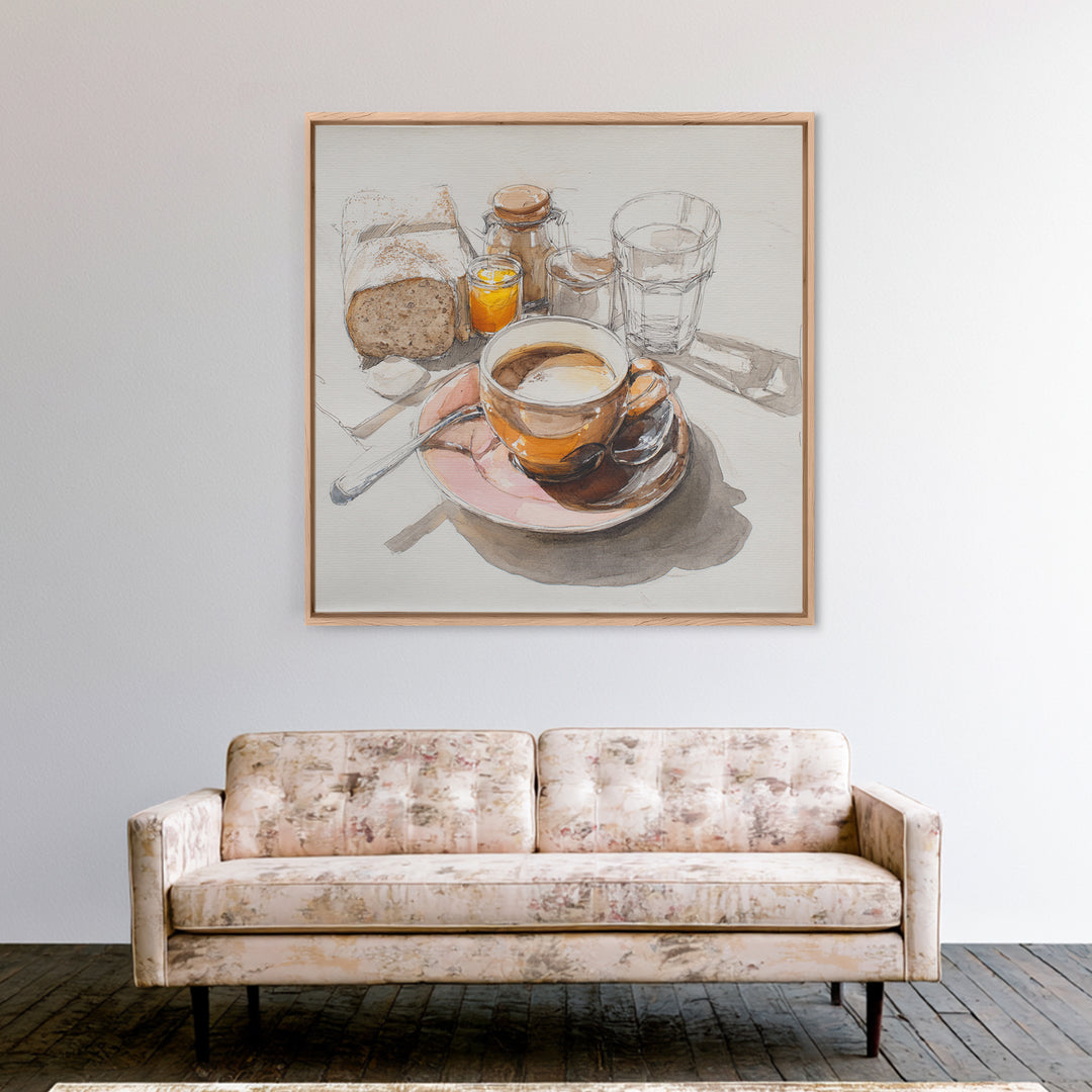 Minimal Line Art of a Cup and Framed Canvas Print, Coffee Shop Art, Minimalist Wall Art, Cafe Decor, Fine Art, Cafe, Room Decor, CSA-1x1-66
