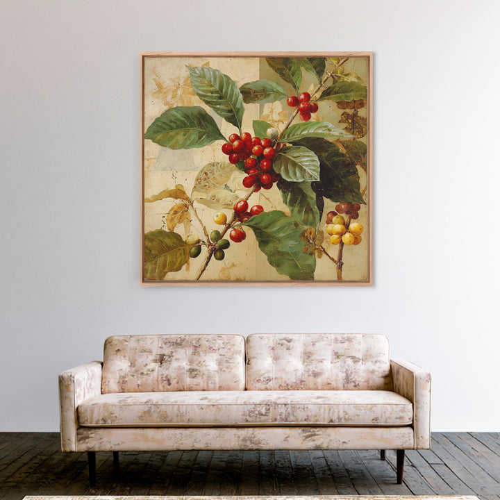 Coffee Farm Landscape Framed Canvas Print, Coffee Shop Art, Food Art, Cafe Decor, Fine Art, Cafe, Minimalist Decor, CSA-1x1-71