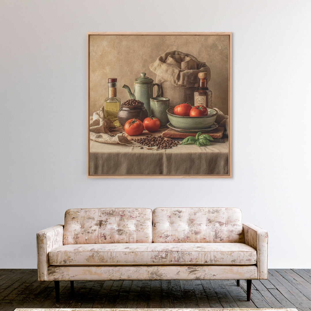 Coffee Beans and Burlap Sack Still Life Framed Canvas Print, Coffee Shop Art, Fine Art Print, Cafe Decor, Fine Art, Cafe, CSA-1x1-74