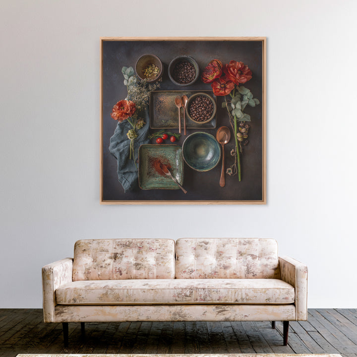 Moody Dark Roast Still Life Framed Canvas Print, Coffee Shop Art, Canvas Wall Art, Cafe Decor, Fine Art, Cafe, Bedroom Wall Art, CSA-1x1-8