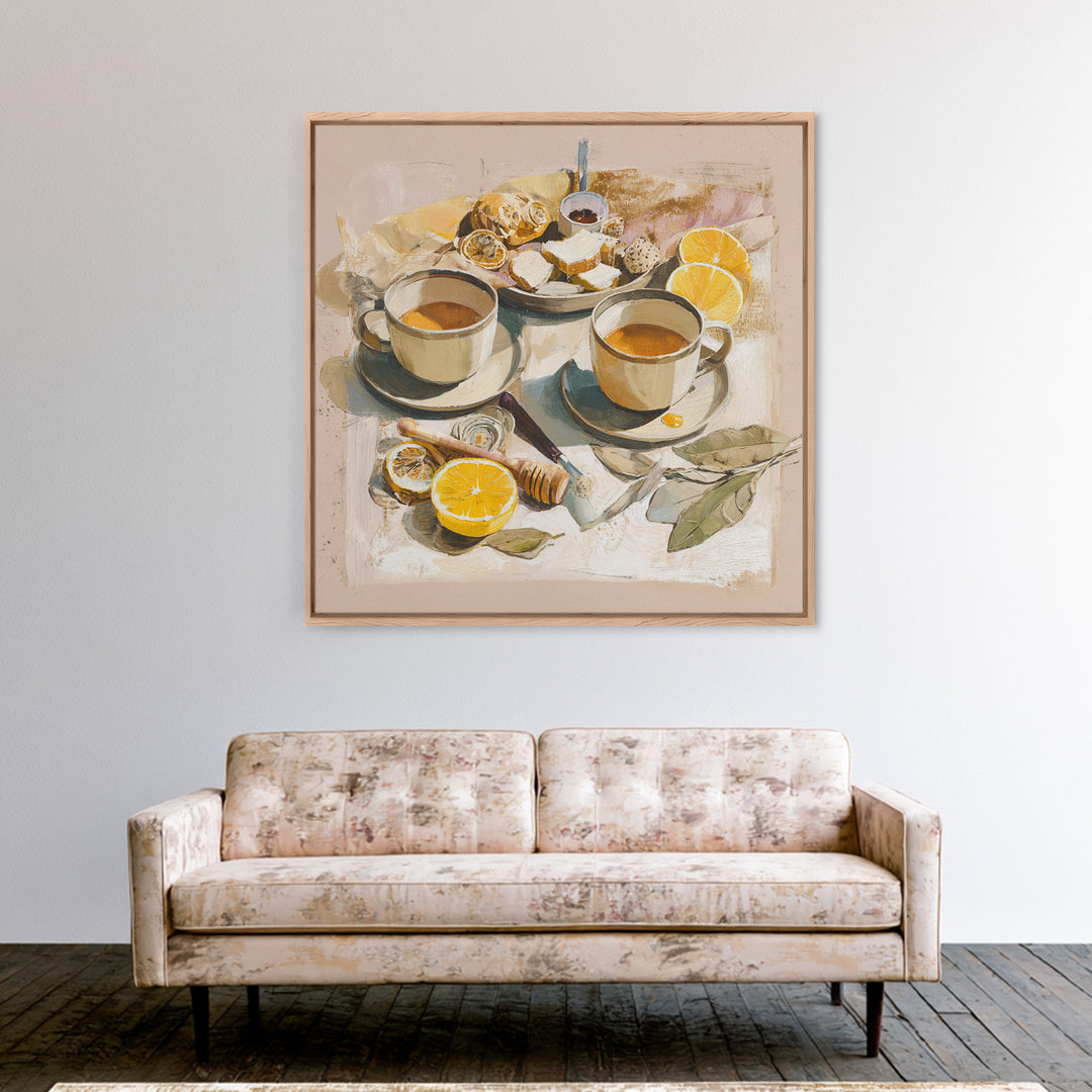 Two Cups Facing Each Other Canvas Print, Coffee Shop Art, Minimalist Decor, Cafe Decor, Fine Art, Cafe, Kitchen Wall Art, CSA-1x1-85