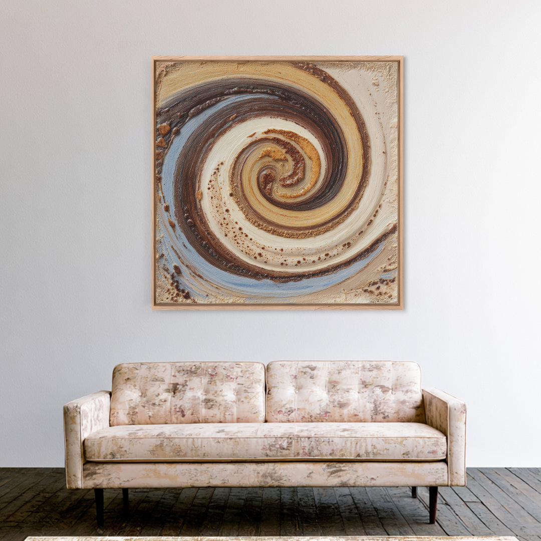 Abstract Brown and Cream Coffee Swirl Canvas Print, Coffee Shop Art, Statement Artwork, Cafe Decor, Abstract Art, Cafe, CSA-1x1-9