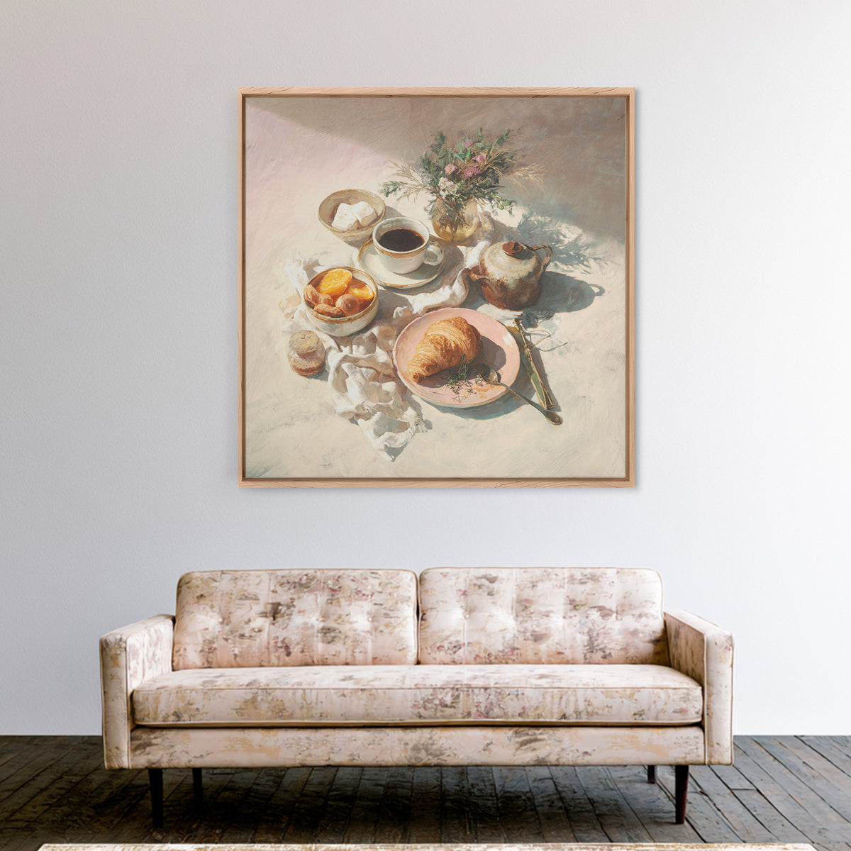 Sunlit Pastry and Coffee Arrangement Canvas Print, Coffee Shop Art, Room Decor, Cafe Decor, Fine Art, Cafe, Canvas Wall Art, CSA-1x1-91