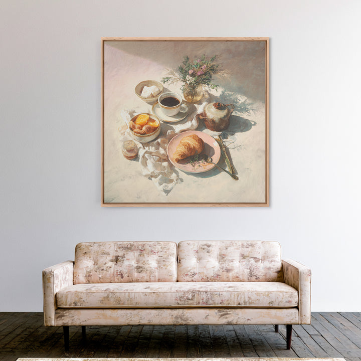 Sunlit Pastry and Coffee Arrangement Canvas Print, Coffee Shop Art, Room Decor, Cafe Decor, Fine Art, Cafe, Canvas Wall Art, CSA-1x1-91