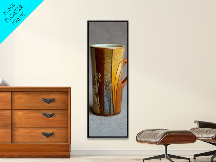 Espresso Cup with Rising Steam and Warm Canvas Print, Coffee Shop Art, Minimalist Decor, Cafe Decor, Cafe, Kitchen Wall Art, CSA-1x3-13