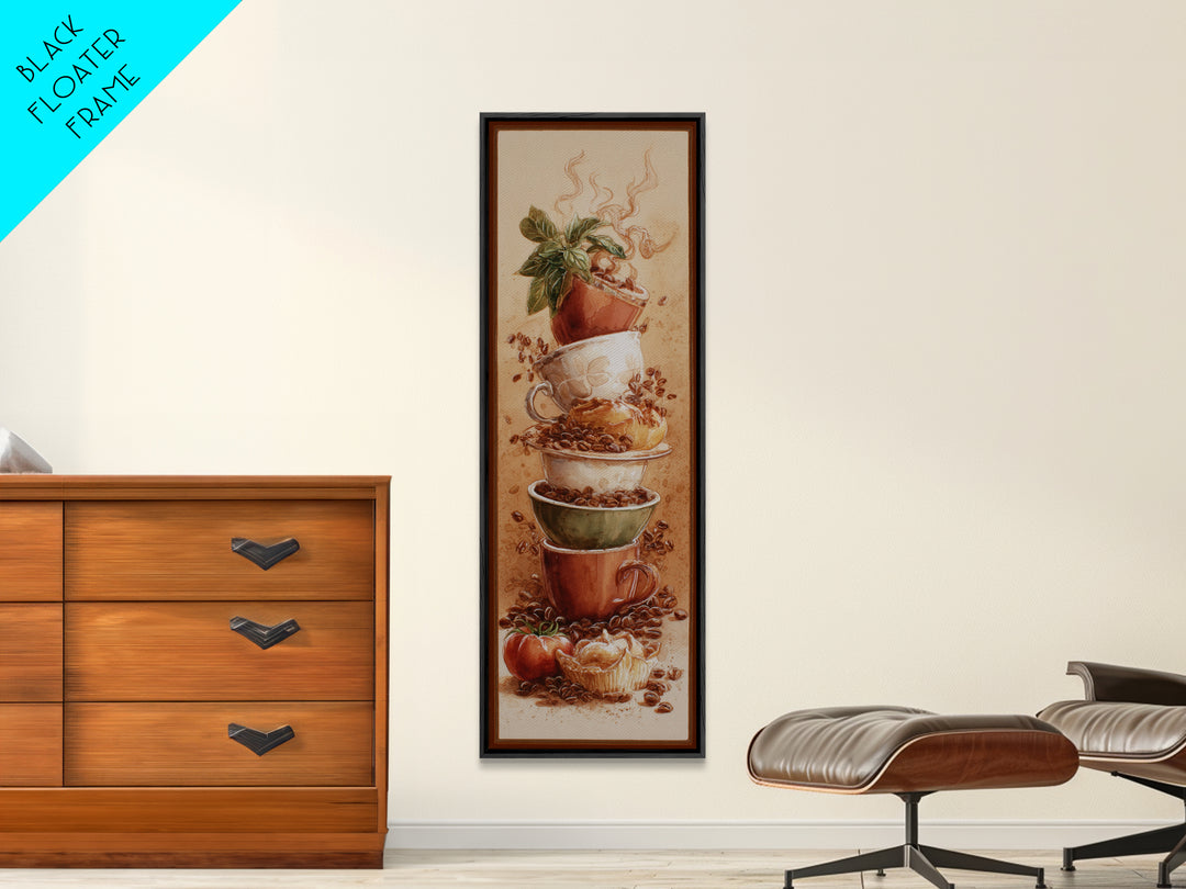 Coffee Bean Pattern Canvas Print, Coffee Shop Art, Kitchen Gift, Cafe Decor, Oil Painting, Cafe, Coffee Art, Food Art, CSA-1x3-27
