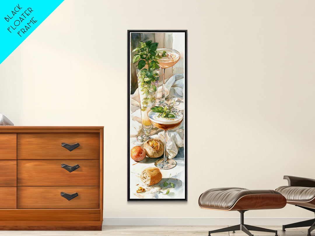 Espresso Martini Coffee Cocktail Still Life Framed Canvas Print, Coffee Shop Art, Textured Painting, Cafe Decor, Fine Art, Cafe, CSA-1x3-29