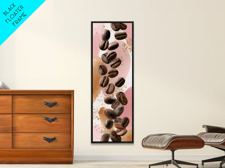 Roasted Beans Falling Through Dark Space Canvas Print, Coffee Shop Art, Printable, Cafe Decor, Fine Art, Cafe, Dopamine Decor, CSA-1x3-32