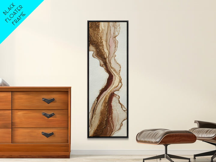 Abstract Brown and Cream Coffee Swirl Framed Canvas Print, Coffee Shop Art, Wall Art, Cafe Decor, Abstract Art, Cafe, CSA-1x3-45