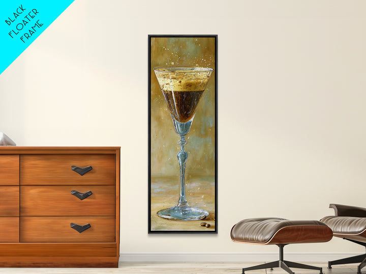 Espresso Martini Coffee Cocktail Still Life Framed Canvas Print, Coffee Shop Art, Textured Painting, Cafe Decor, Fine Art, Cafe, CSA-1x3-53