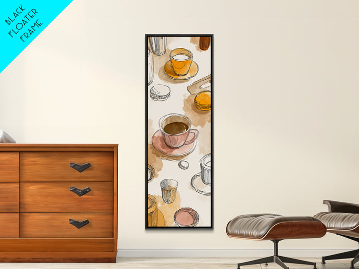 Minimal Line Art of a Cup and Framed Canvas Print, Coffee Shop Art, Whimsical Art, Cafe Decor, Abstract Art, Cafe, CSA-1x3-54