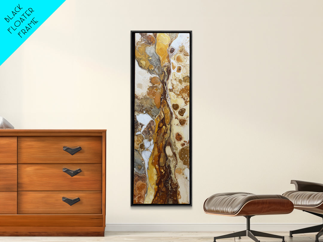 Abstract Brown and Cream Coffee Swirl Framed Canvas Print, Coffee Shop Art, Wall Art, Cafe Decor, Abstract Art, Cafe, CSA-1x3-69