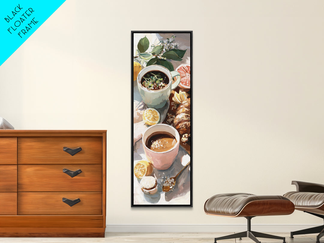 Two Cups Facing Each Other Canvas Print, Coffee Shop Art, Farmhouse Decor, Cafe Decor, Fine Art, Cafe, Moody Wall Art, CSA-1x3-73