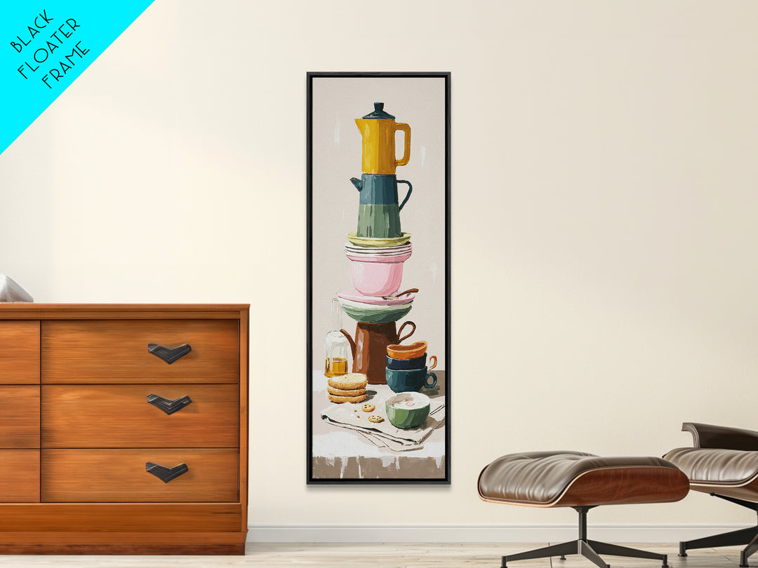 Mid Century Coffee Pot Canvas Print, Coffee Shop Art, Boho Decor, Cafe Decor, Oil Painting, Cafe, Printable, Printable Wall Art, CSA-1x3-82