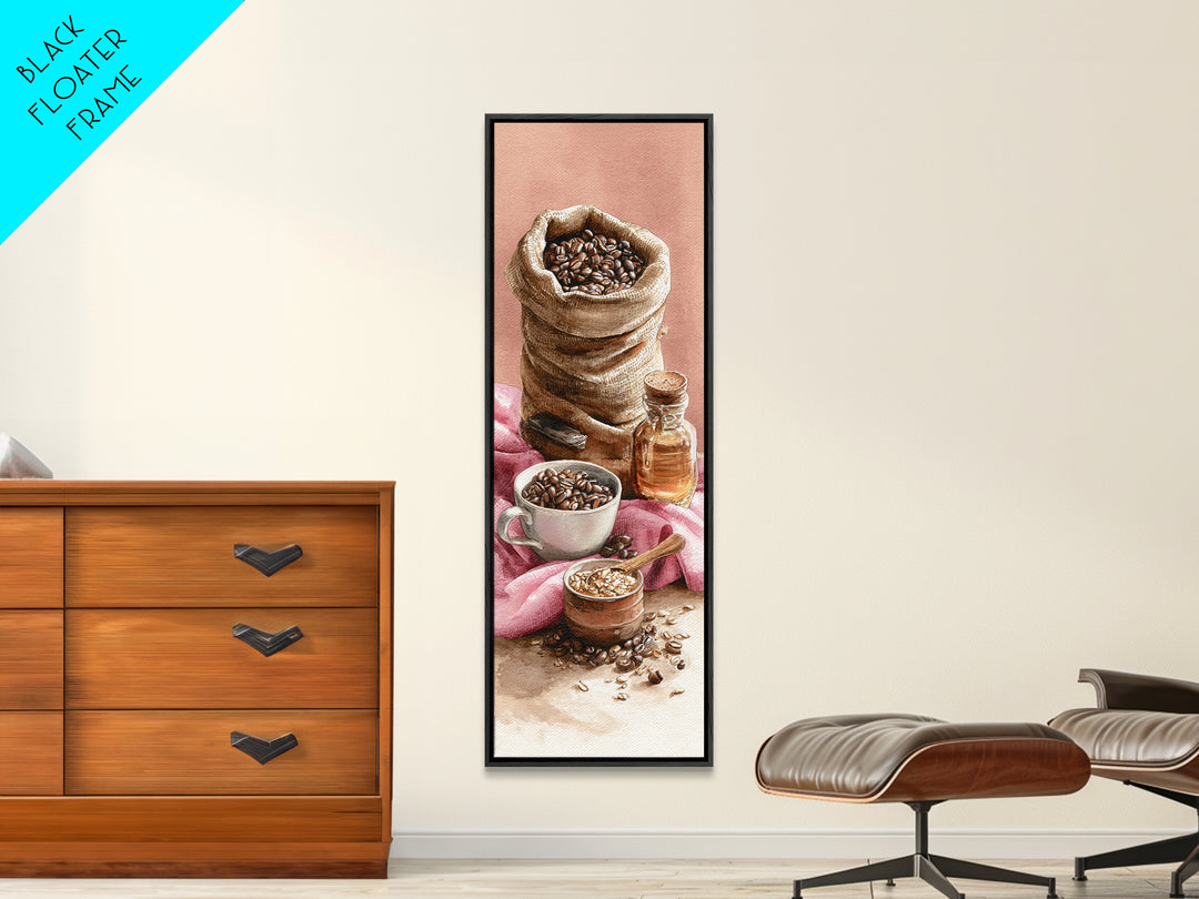 Coffee Beans and Burlap Sack Still Life Canvas Print, Coffee Shop Art, Contemporary Art, Cafe Decor, Cafe, Printable Art, CSA-1x3-86