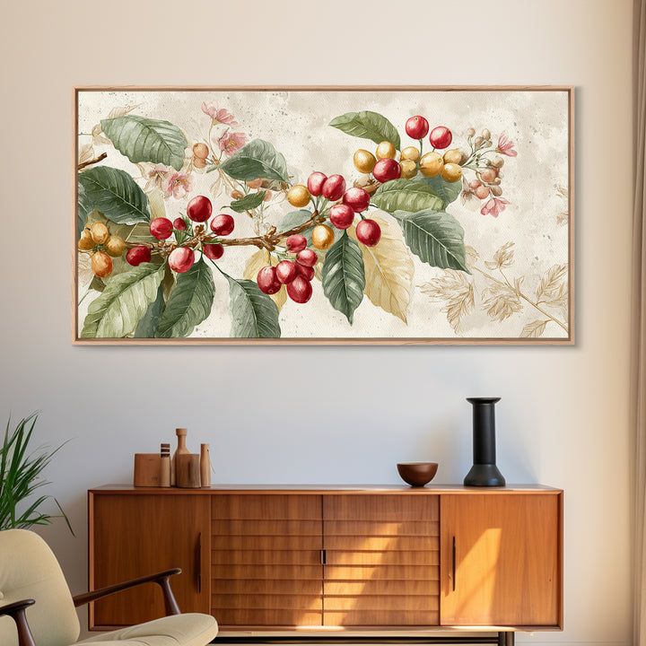 Coffee Farm Landscape Framed Canvas Print, Coffee Shop Art, Food Art, Cafe Decor, Fine Art, Cafe, Minimalist Decor, CSA-2x1-19