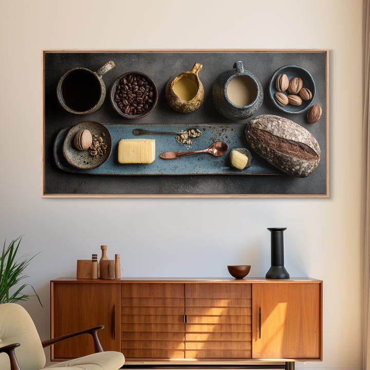 Moody Dark Roast Still Life Framed Canvas Print, Coffee Shop Art, Contemporary Art, Cafe Decor, Fine Art, Cafe, Printable Art, CSA-2x1-28