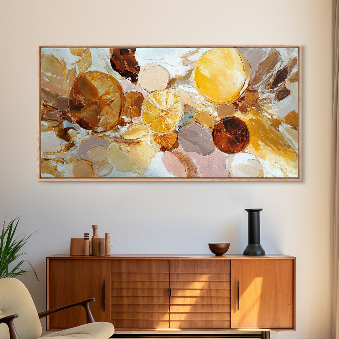 Abstract Brown and Cream Coffee Swirl Framed Canvas Print, Coffee Shop Art, Kitchen Decor, Cafe Decor, Abstract Art, Cafe, CSA-2x1-29