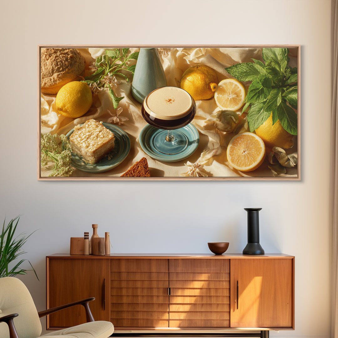 Espresso Martini Coffee Cocktail Still Life Framed Canvas Print, Coffee Shop Art, Printable, Cafe Decor, Fine Art, Cafe, CSA-2x1-37